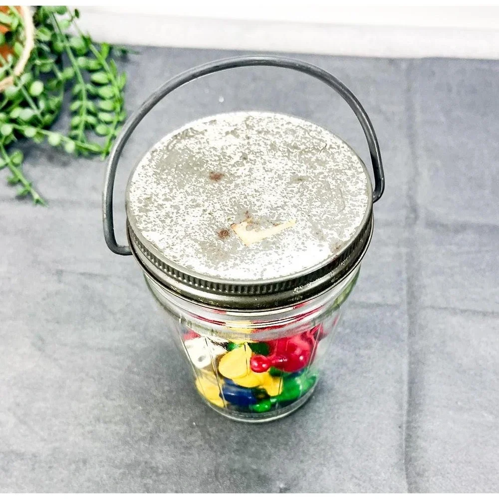Vintage‎ Board Game Pieces in Mason Jar: Trinket Shelf Decor